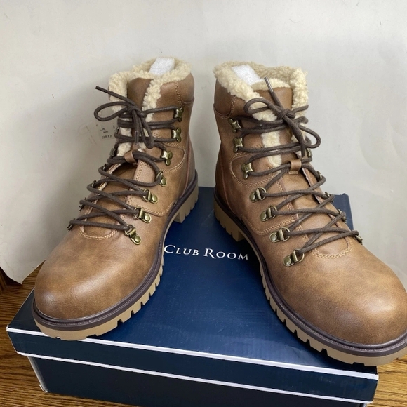 Club Room Other - Club Room Kylerr Mens Lugged Sole Faux Leather Combat & Lace-up Boots Size 11 D
